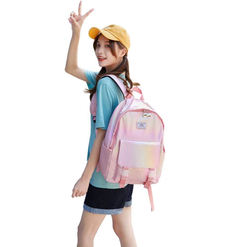 Pink & Blue Girls School Bags & Backpacks - Holographic