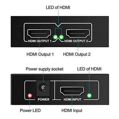 HDMI Splitter 1x2 4K 30Hz 1 In 2 Out HDMI 1.4b