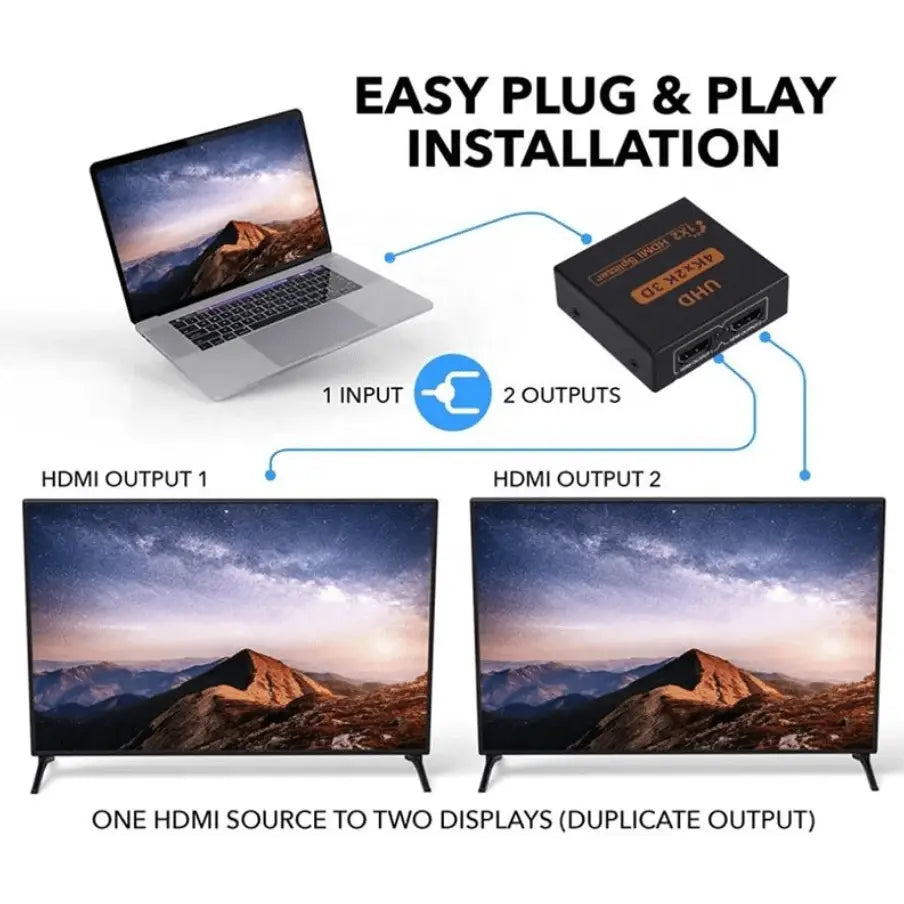 HDMI Splitter 1x2 4K 30Hz 1 In 2 Out HDMI 1.4b