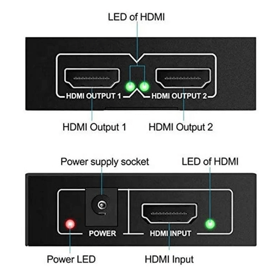 HDMI Splitter 1x2 4K 30Hz 1 In 2 Out HDMI 1.4b