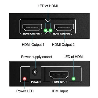 HDMI Splitter 1x2 4K 30Hz 1 In 2 Out HDMI 1.4b
