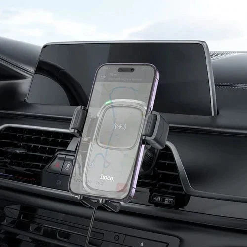 Hoco Car Phone Holder 15W Air Vent Wireless Charging Phone Holder w/ Hook Looking