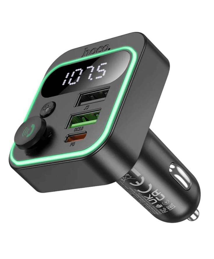 Hoco 38W FM Car Kit with PD+QC, RGB Light (E85) | Bluetooth 5.4 Car Charger