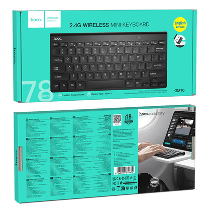Wireless Mini Keyboard With USB Nano Receiver (GM70)