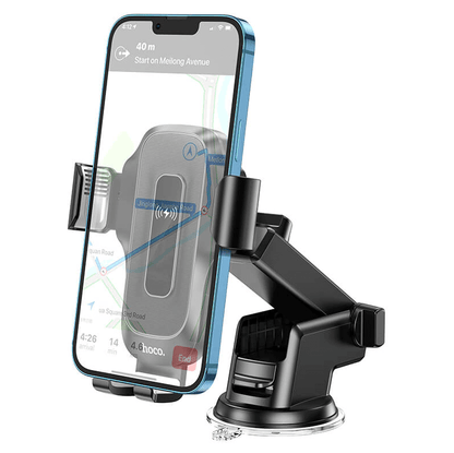 Hoco HW3 Wireless Fast Charging Car Phone Holder | 5W–15W Dashboard & Windshield Mount