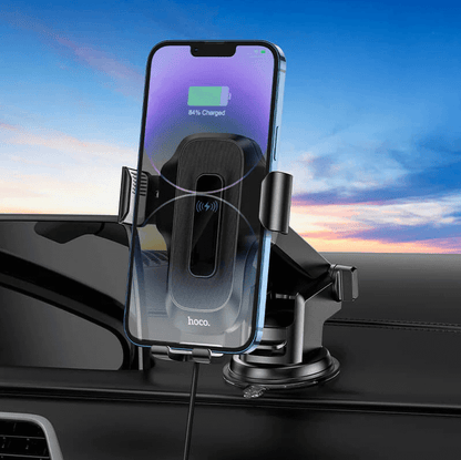 Hoco HW3 Wireless Fast Charging Car Phone Holder | 5W–15W Dashboard & Windshield Mount