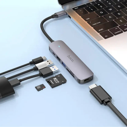 Hoco PD 100W USB-C Multi Function 6 in 1 Adapter Hub (HB28)