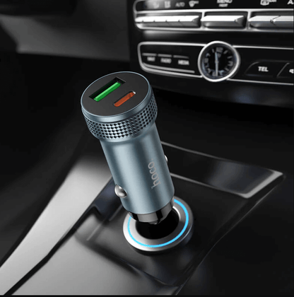 Hoco Z49B Dual-Port Car Charger 38W | USB-C PD & USB-A QC Fast Charging