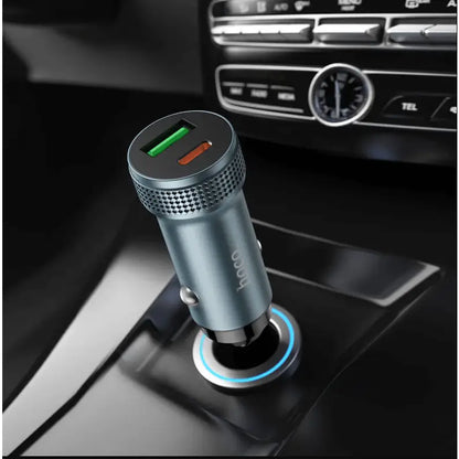Hoco Z49B Dual-Port Car Charger 38W | USB-C PD & USB-A QC Fast Charging