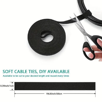 Hook & Loop Cable Tape - Black (5m)