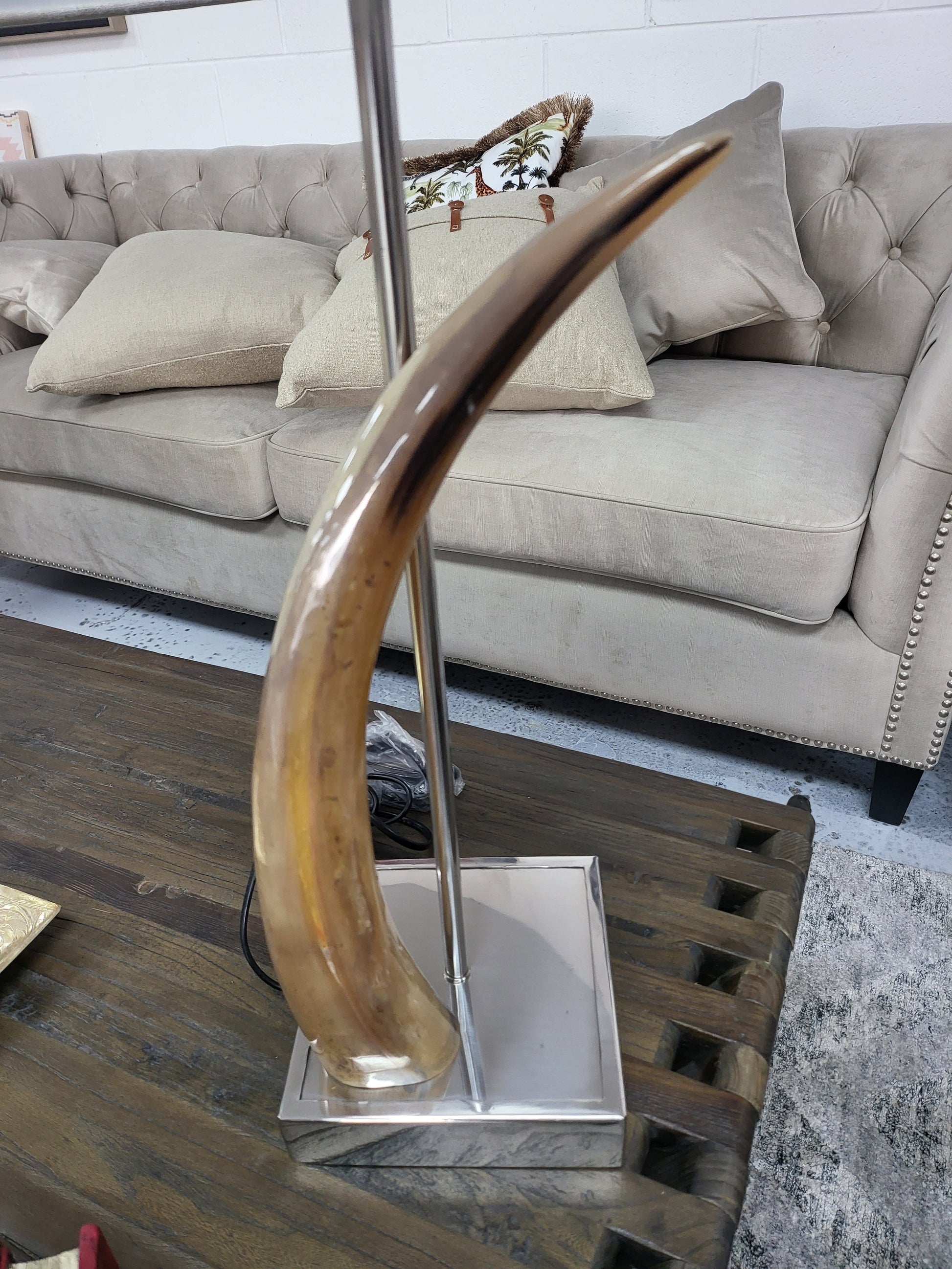 Horn Table Lamp with Nickel Base at online8 furniture store Auckland