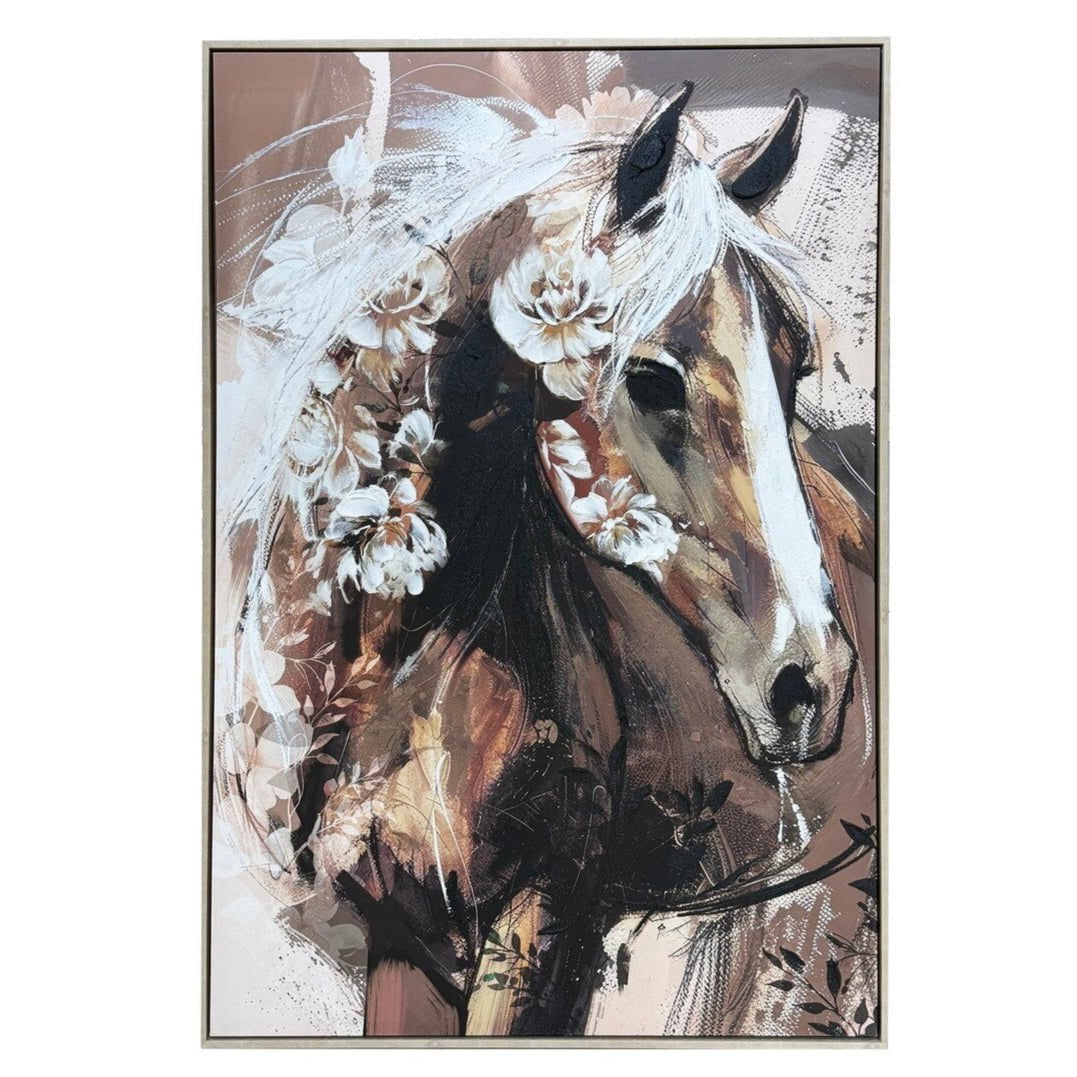 Horse Gaze Hand Painted Framed Canvas Wall Art at online8 furniture store Auckland