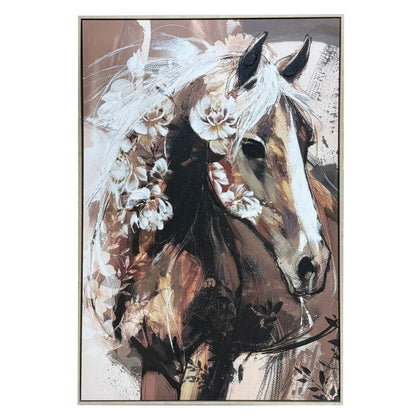 Horse Gaze Hand Painted Framed Canvas Wall Art at online8 furniture store Auckland