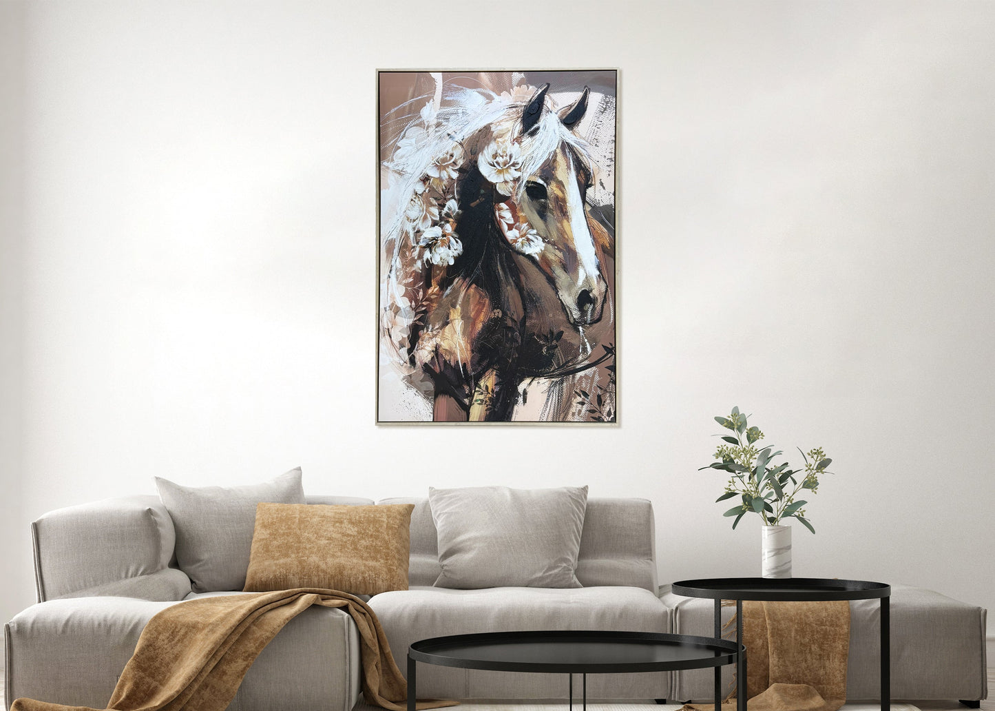 Horse Gaze Hand Painted Framed Canvas Wall Art at online8 furniture store Auckland