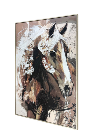 Horse Gaze Hand Painted Framed Canvas Wall Art at online8 furniture store Auckland