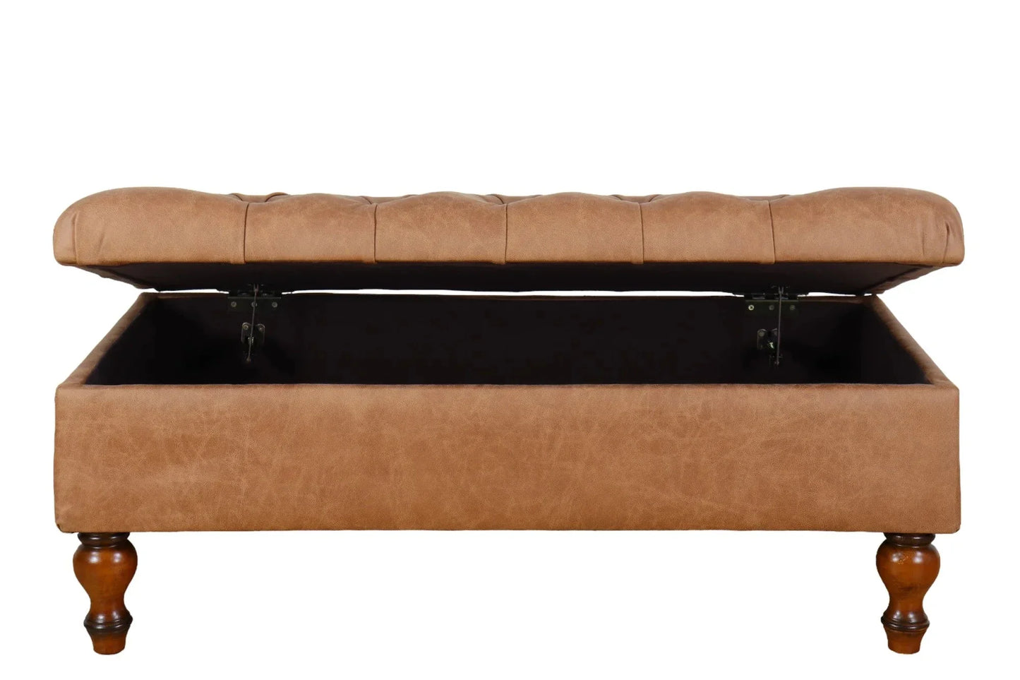 Huskins Chesterfield Ottoman with Storage - Light Brown at online8 furniture store Auckland