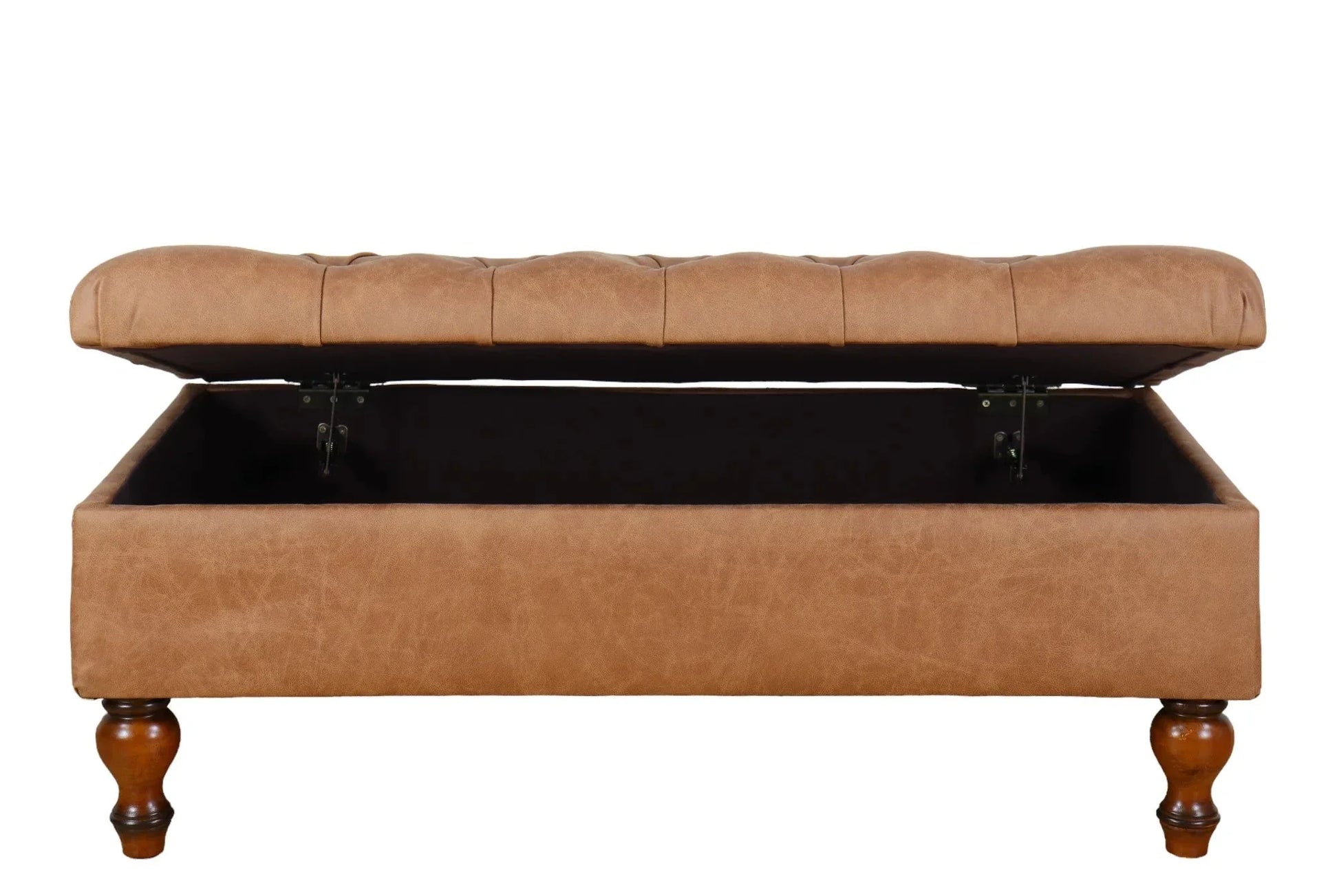 Huskins Chesterfield Ottoman with Storage - Light Brown at online8 furniture store Auckland