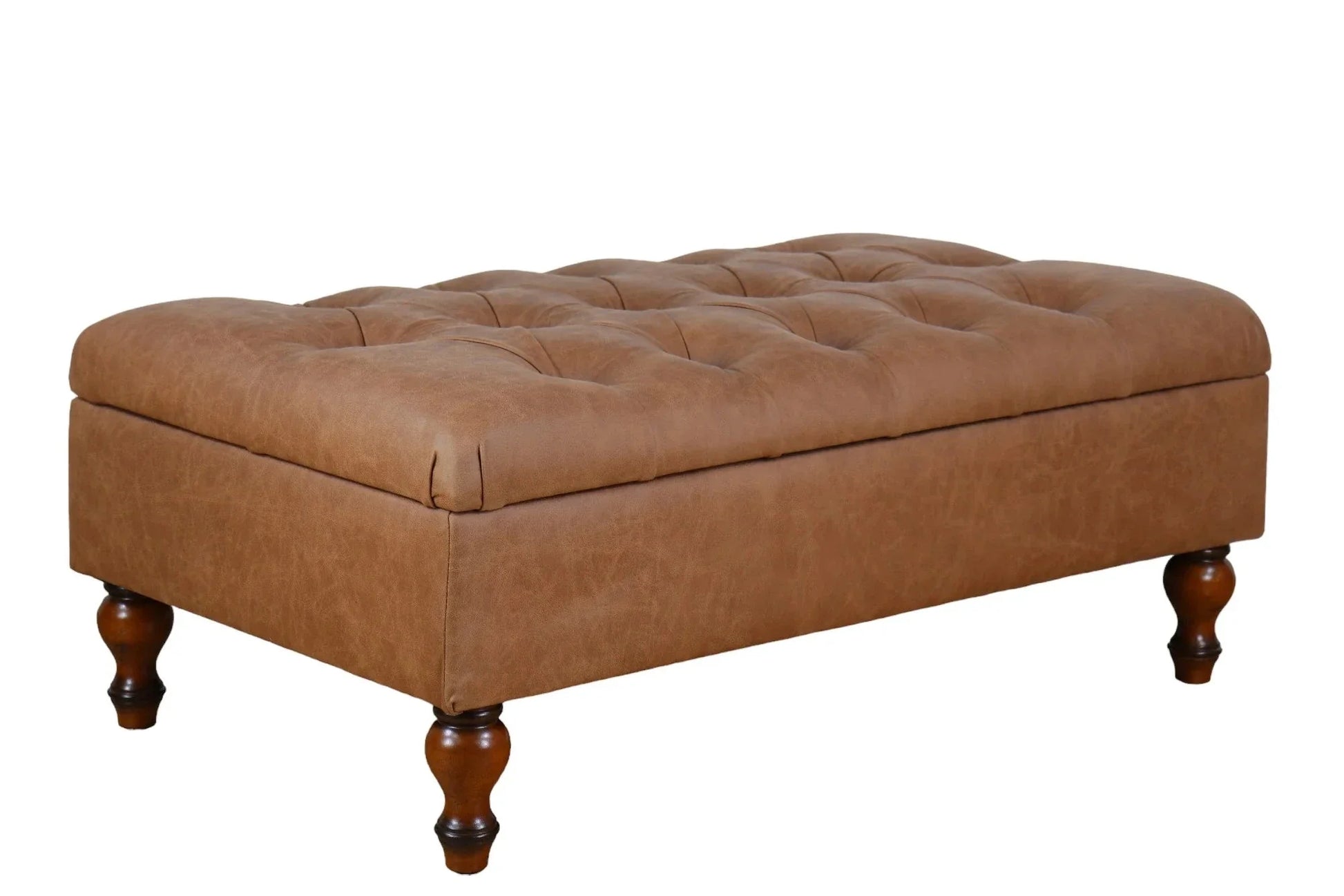 Huskins Chesterfield Ottoman with Storage - Light Brown at online8 furniture store Auckland