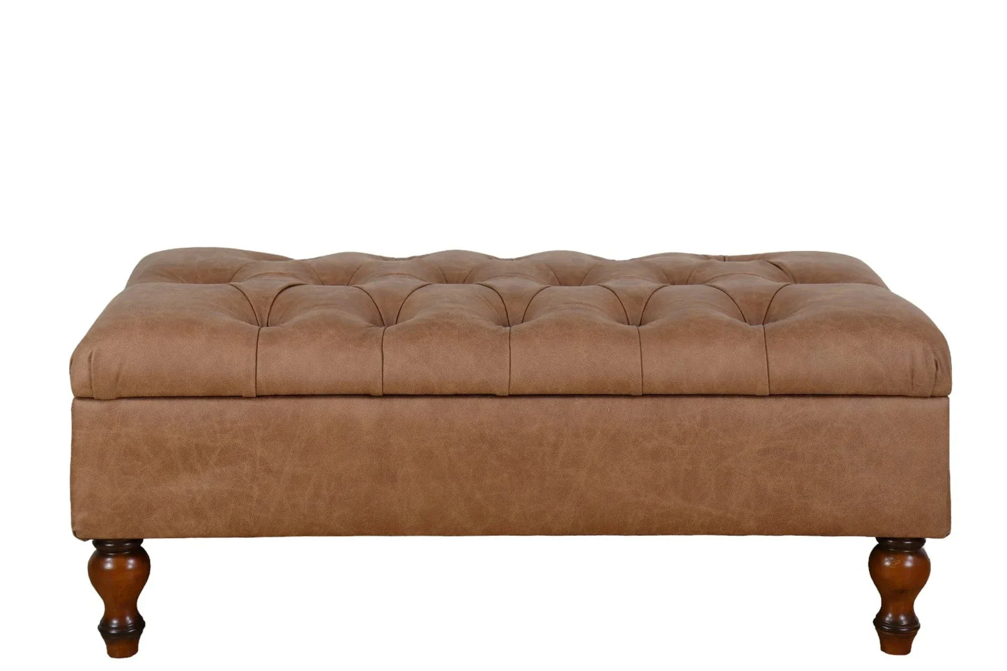 Huskins Chesterfield Ottoman with Storage - Light Brown at online8 furniture store Auckland