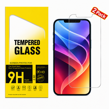 Iphone 13 Mini Clear Tempered Glass Screen Protector (2 Pack) – 9H HD, 2.5D Rounded Edge, Impact & Scratch Resistant