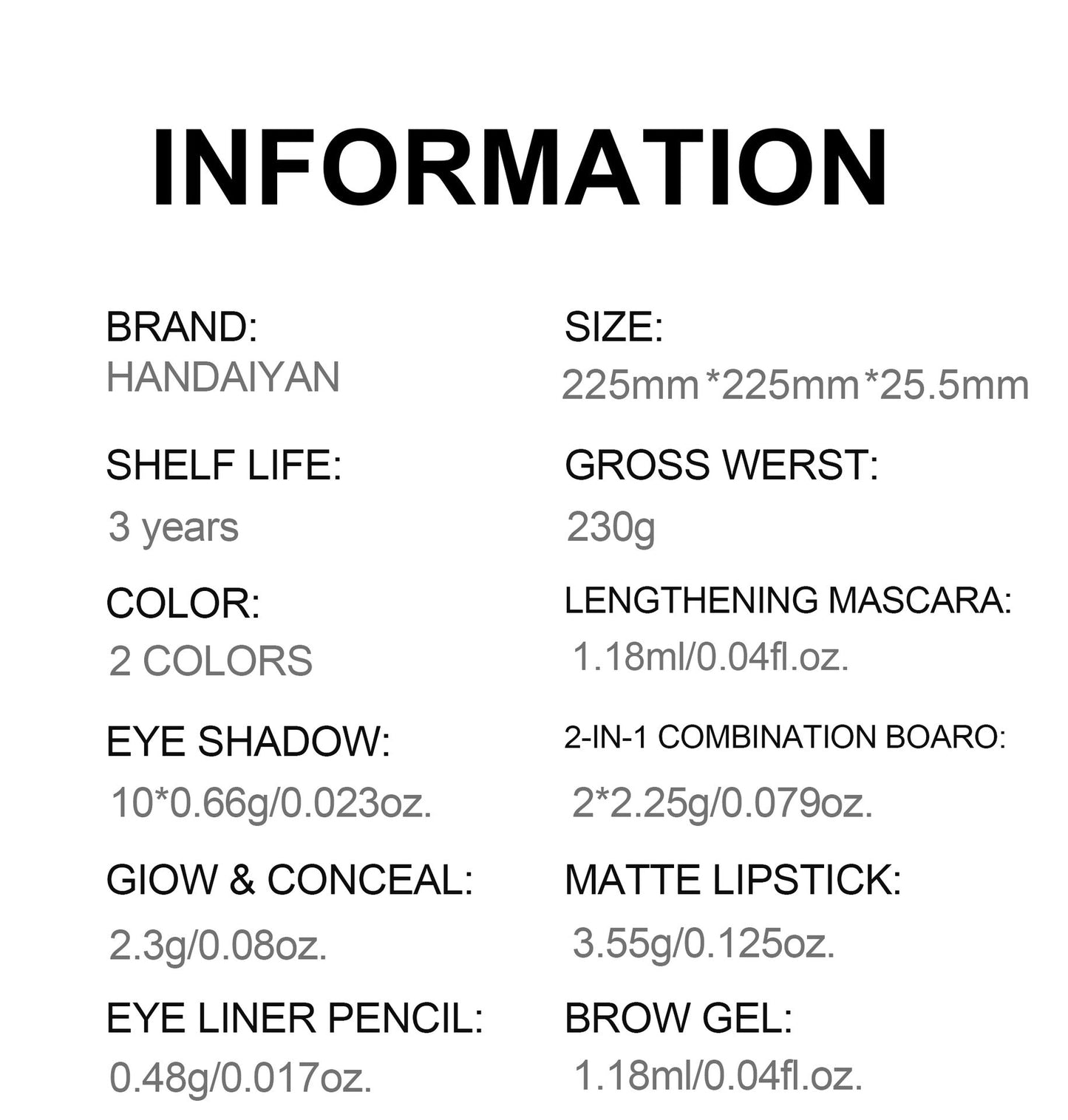 Face Makeup Beauty Set B - 11 items