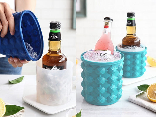 Small Ice Cube Maker Genie Silicone Wine Ice Bucket Big Ice Cube Tray Mold Cup