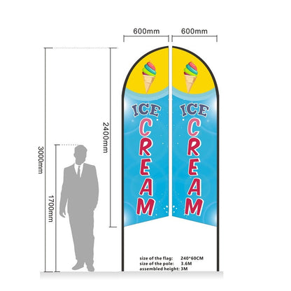 PIZZA - Pre-print Double Sided Feather Banner Flag Business Commersial 3M SET