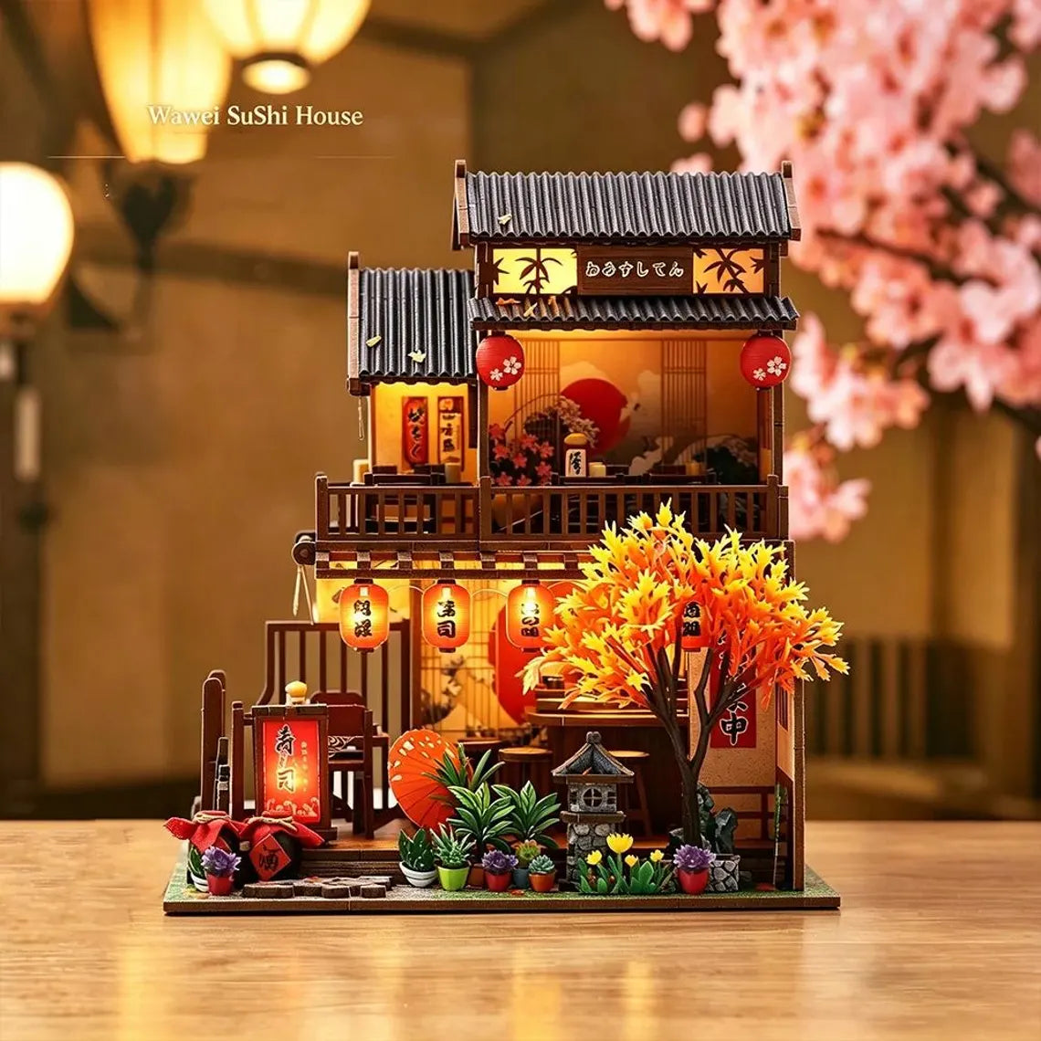 DIY Japanese Sushi House Miniature Dollhouse Kit