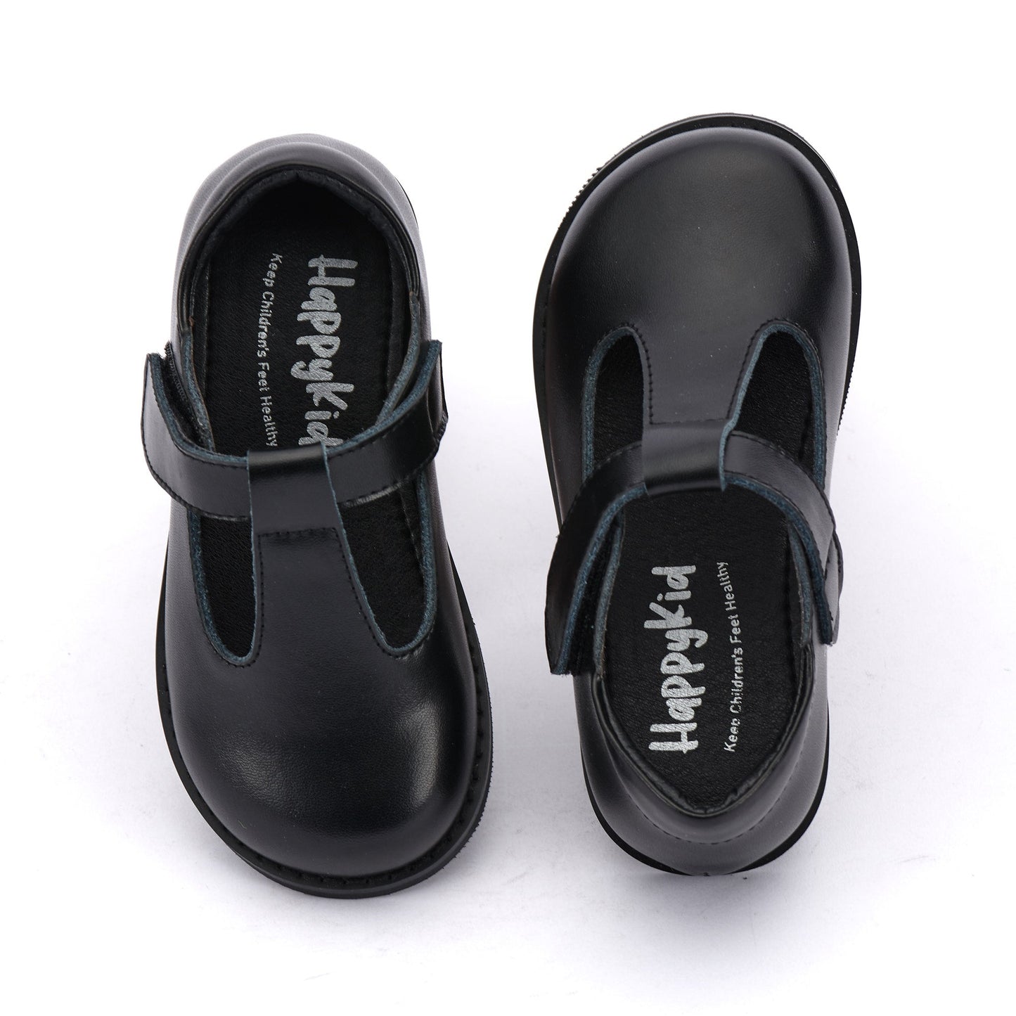 Girls Black Leather T-Bar School Shoes – Velcro Mary Jane Style, Genuine Leather | Super Cute