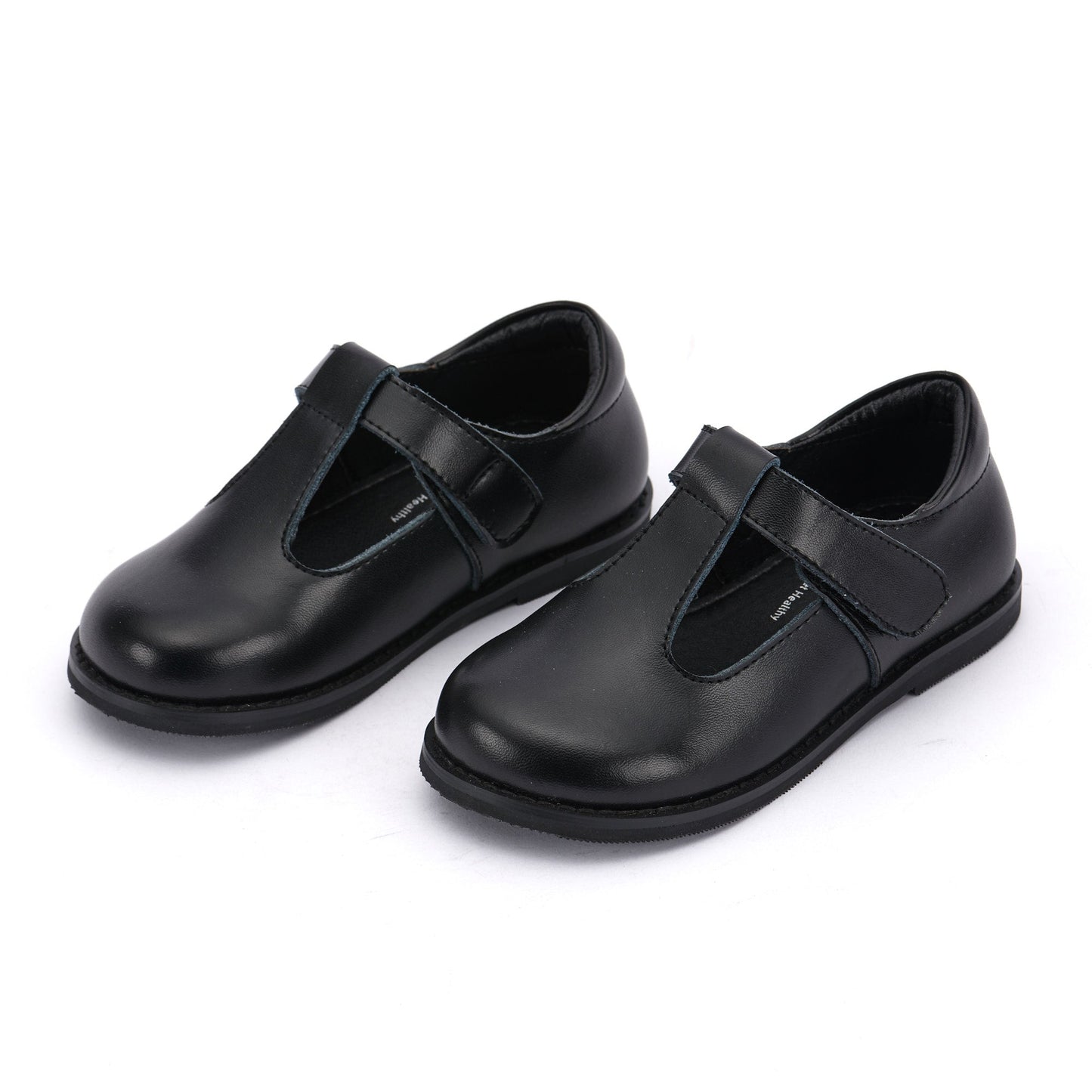 Girls Black Leather T-Bar School Shoes – Velcro Mary Jane Style, Genuine Leather | Super Cute