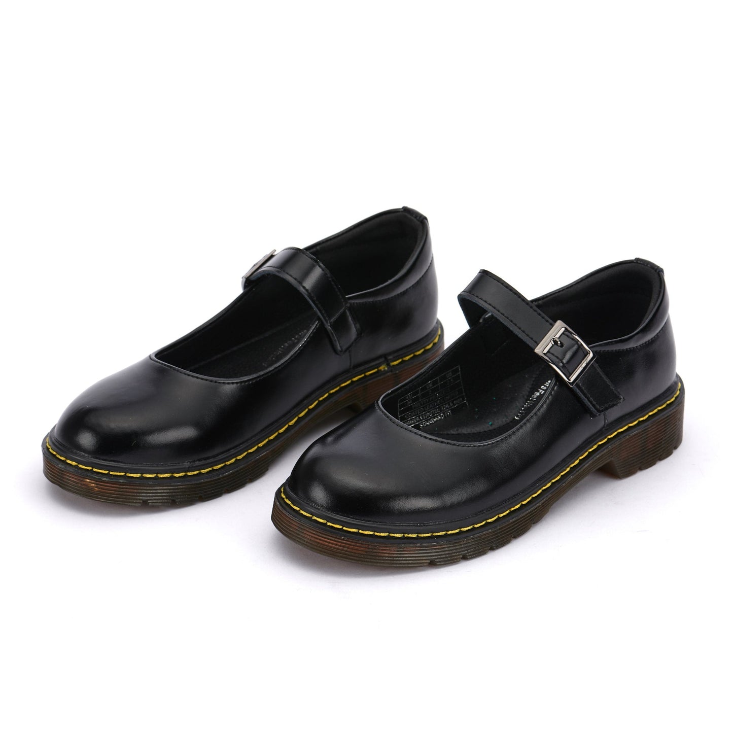 Girls Black Leather Mary Jane School Shoes – Velcro Strap, Real Leather | Pretty Princess
