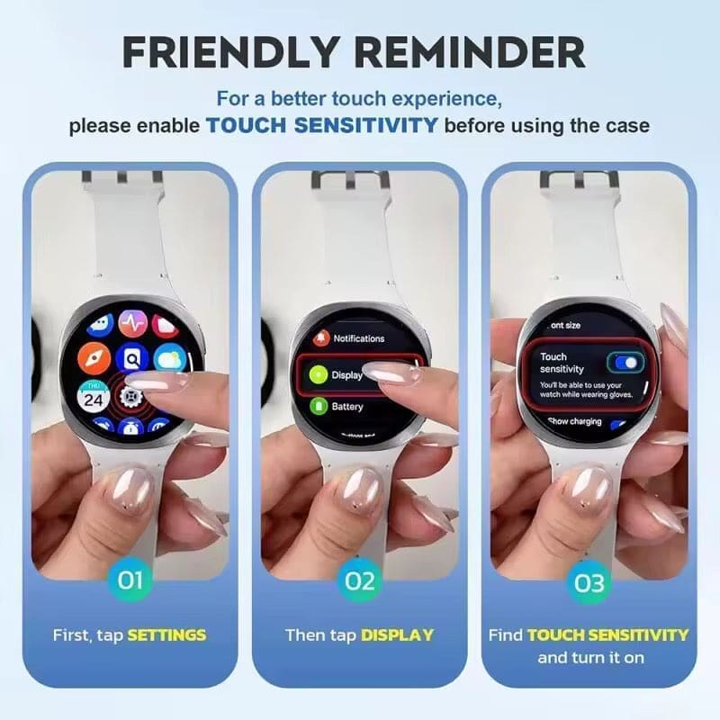 Silicone case with Screen Protector for Samsung galaxy watch 9 (40mm) (Clear)