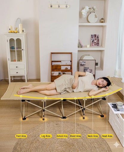 Urban Wave Heavy-Duty 10-Leg Folding Camp Stretcher with Ergonomic Headrest YQ15820