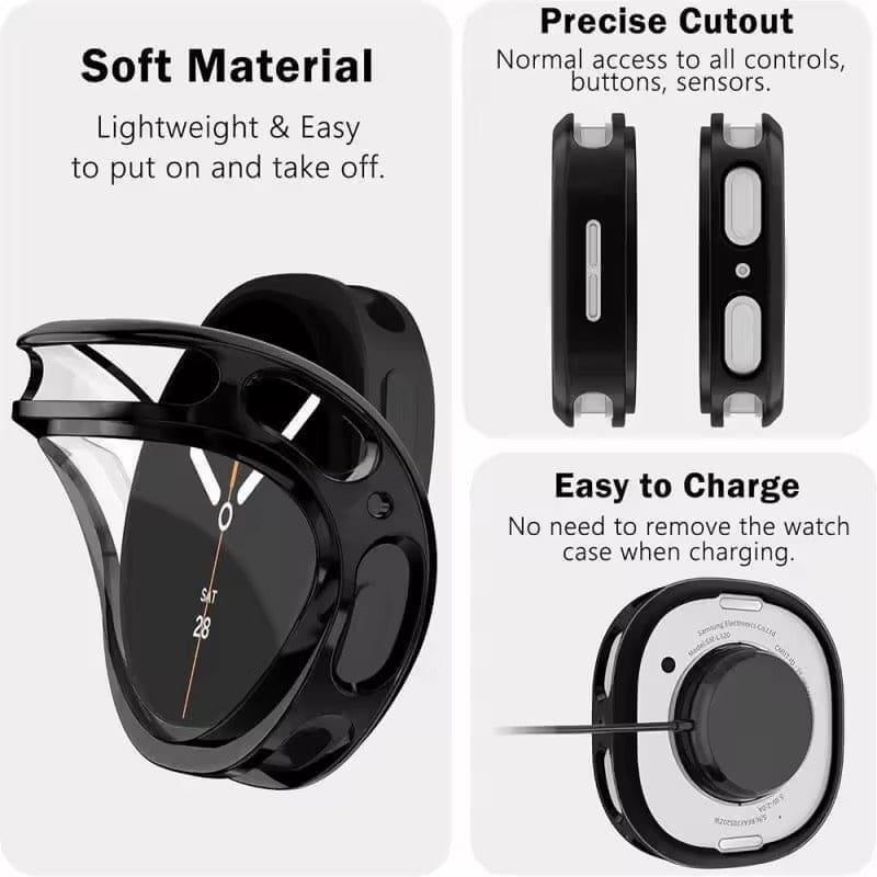 Silicone case with Screen Protector for Samsung galaxy watch 9 (40mm) (Black)