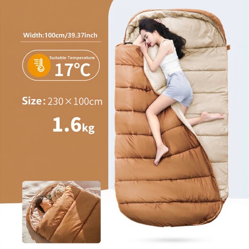 Ecotrek Large Rectangular Sleeping Bag – 230 x 100 cm, Ideal for Camping, Hiking, Picnic & Outdoor Use LCF61636