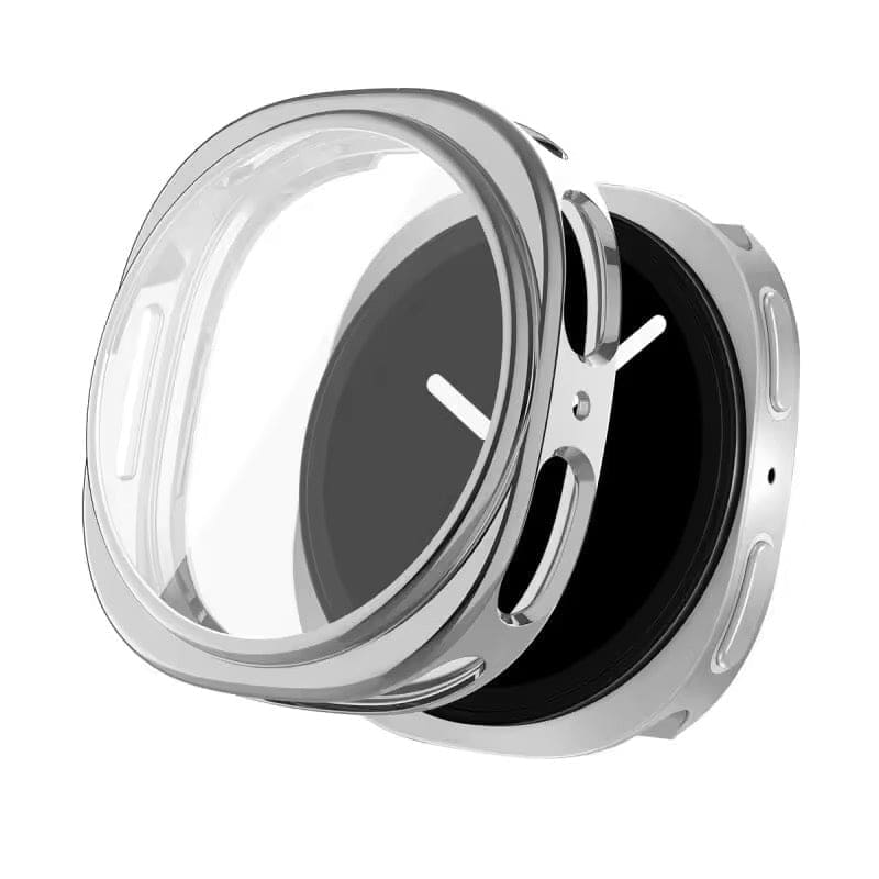 Silicone case with Screen Protector for Samsung galaxy watch 9 (44mm) (Silver)