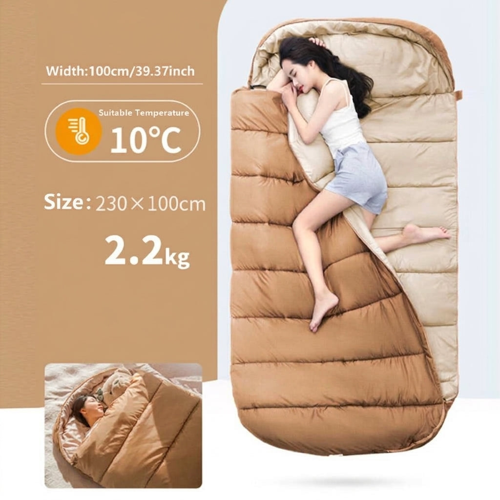 Ecotrek Large Rectangular Sleeping Bag – 230 x 100 cm, Ideal for Camping, Hiking, Picnic & Outdoor Use LCF61636