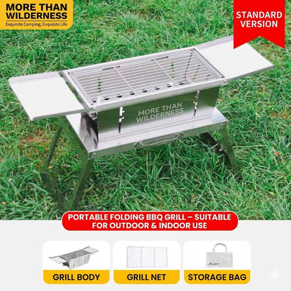 Portable Folding Stainless Steel Charcoal BBQ Grill for Camping, Beach & Backyard BZH2051
