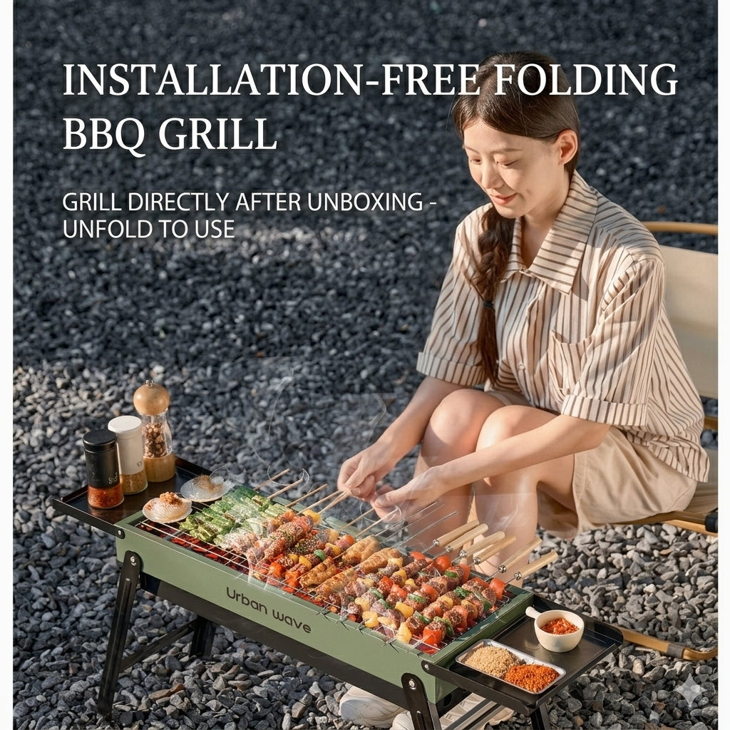 Urban Wave Portable Double-Wing Folding Charcoal BBQ Grill YQ12317
