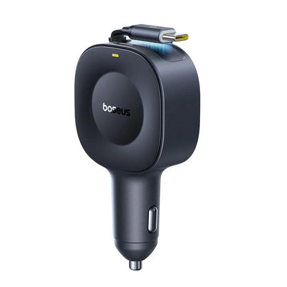 Fast Charging Car Charger USB-C Port + USB-C Retractable Cable