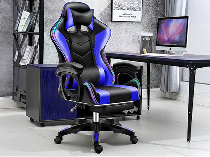 Gaming Chair Office Chair With Foot Rest Racing Chair with Speaker and Light