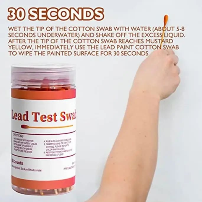 Lead Test Kit - Test House Paint, Metal, Ceramics - 30 Cotton Swabs