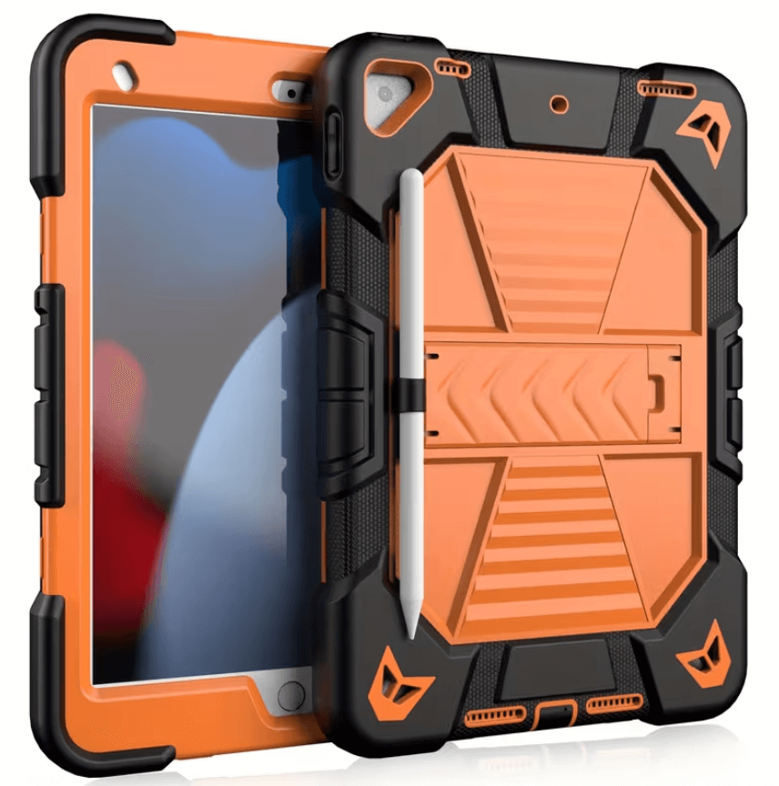 Rugged iPad 10.2 Case (7th/8th/9th Gen) – Shockproof Cover, Stand & Pencil Holder