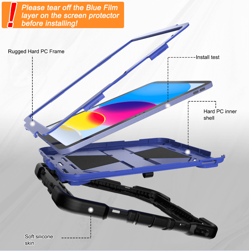 Rugged iPad 10th/11th Gen 10.9" Case – Shockproof Cover Stand & Pencil Holder