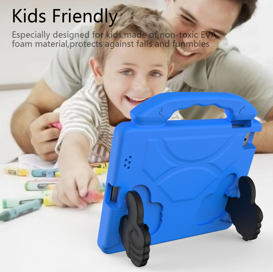 EVA Protective Case for iPad Air 1/2 9.7" – Kids Tablet Cover with Handle & Thumbs up Stands Kickstand (Blue)