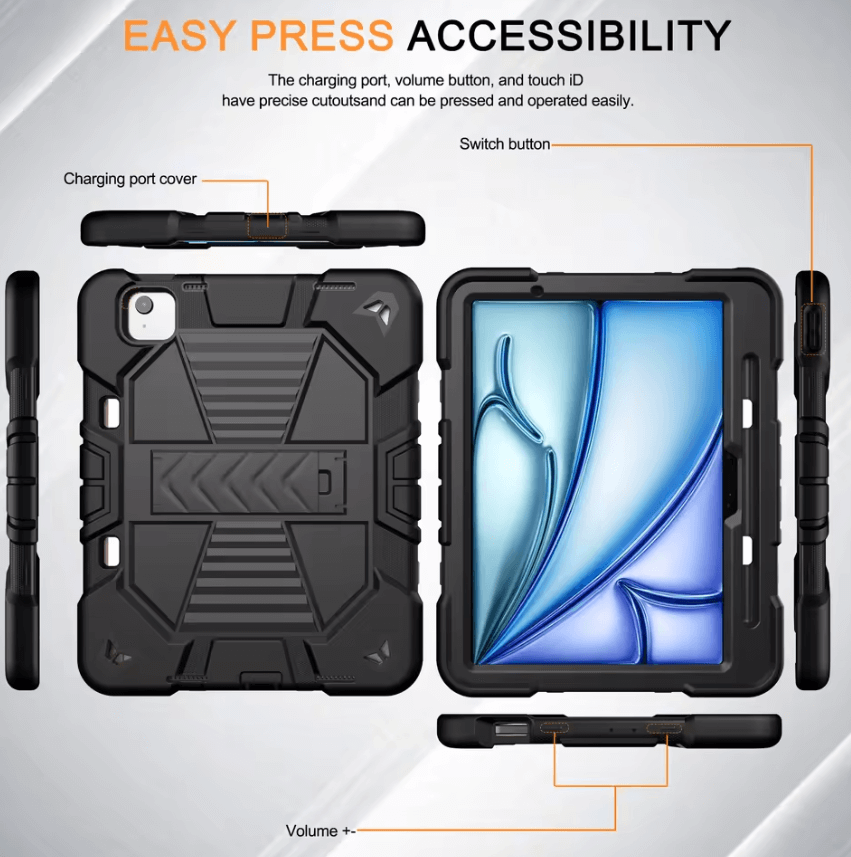 Rugged iPad Pro 11" Case – Heavy-Duty Shockproof Cover,Stand & Pencil Holder