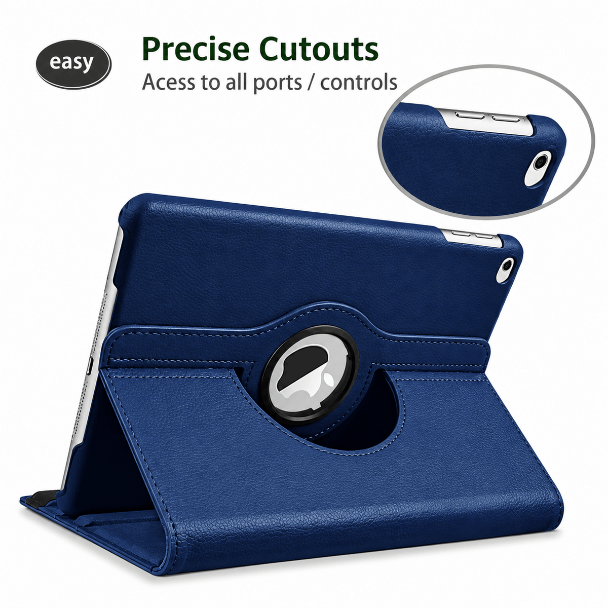 iPad 10.2-inch 9th Gen (2021) Rotating Case – 360° Slim Protective Cover with Stand (Blue)