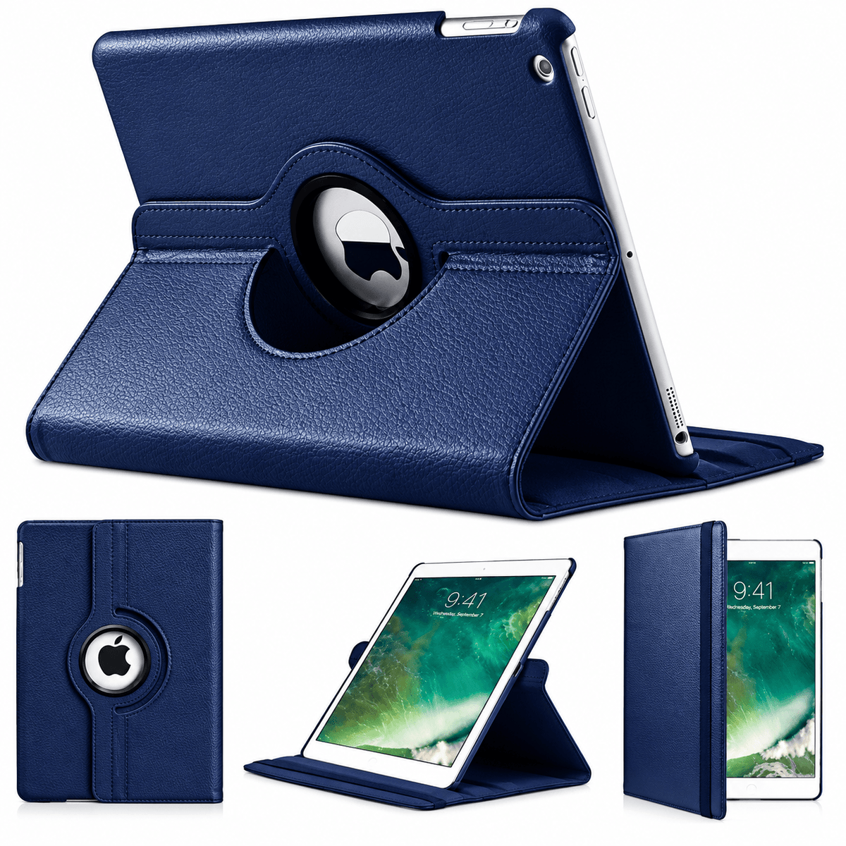 iPad Air 2 Rotating Case – 360° Slim Protective Cover with Multi-Angle Stand (Blue)