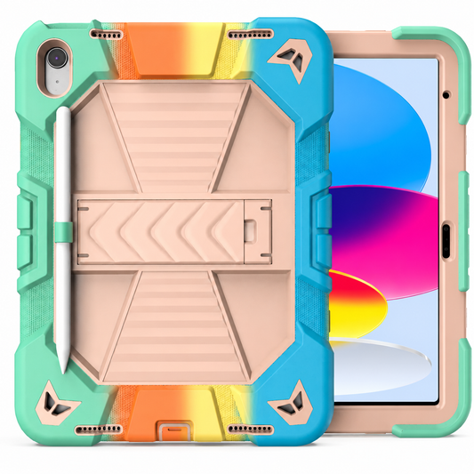 Apple iPad Air 11-Inch M2 Rugged Shockproof Case with Kickstand (Rainbow)