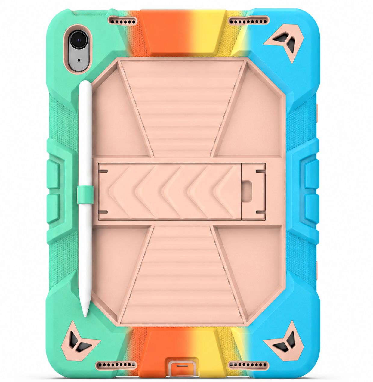 iPad Air 5th Generation (10.9 Inch) Rugged Shockproof Case with Kickstand (Rainbow)